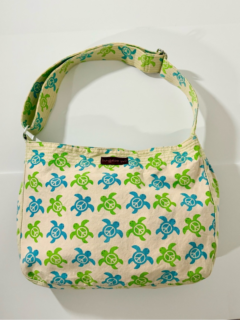 bungalow 360 Blue & Green Turtle Canvas Shoulder Bag